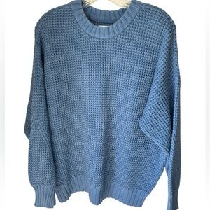 AMERICAN EAGLE OUTFITTERS Ladies Blue Waffle Knit Crewneck Sweater Size Large